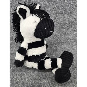 Lambs & Ivy Zeke Zebra Plush Black White Striped Stuffed Animal Corduroy 18"